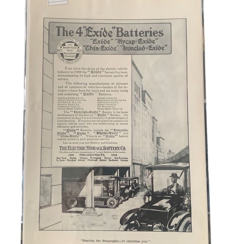Vintage 1916 Exide Batteries The 4 Exide Batteries Ad Advertisement